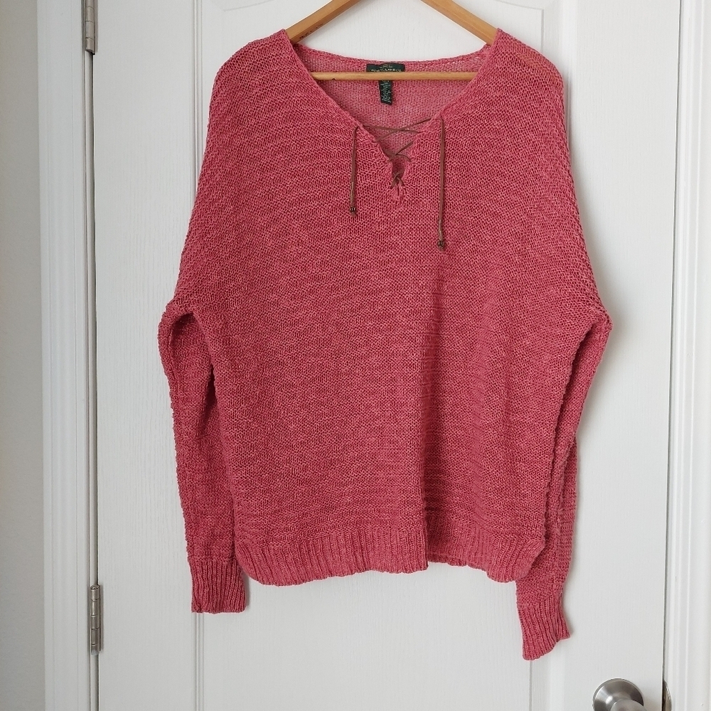 Ralph Laurenโ Linen Blend Knitted Sweater Dusty Pink Size XL
